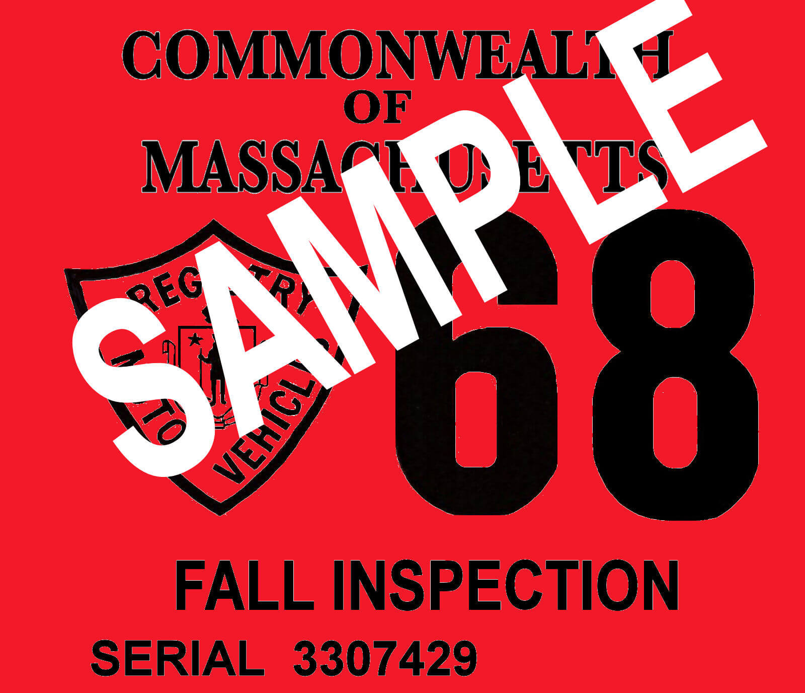 Modal Additional Images for 1968 Massachusetts FALL INSPECTION Sticker